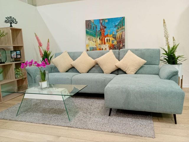 Sofá chaise longue tela gris