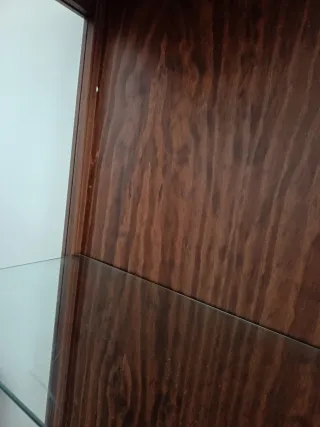 Vitrina de madera con puertas de cristal
