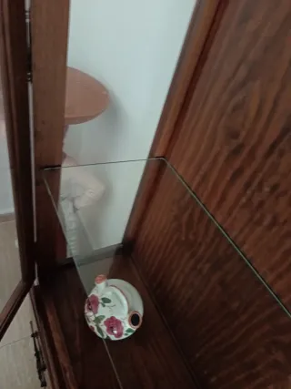 Vitrina de madera con puertas de cristal