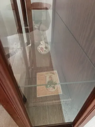 Vitrina de madera con puertas de cristal