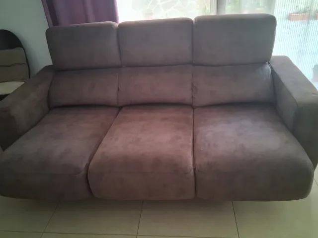 Sofá de 3 plazas marrón,sillones extraibles