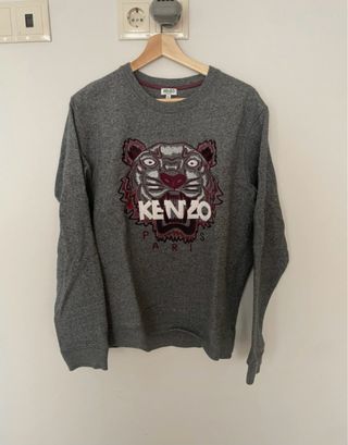 Sudadera Kenzo Gris con Tigre Rojo