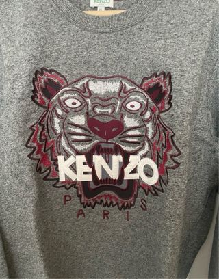 Sudadera Kenzo Gris con Tigre Rojo