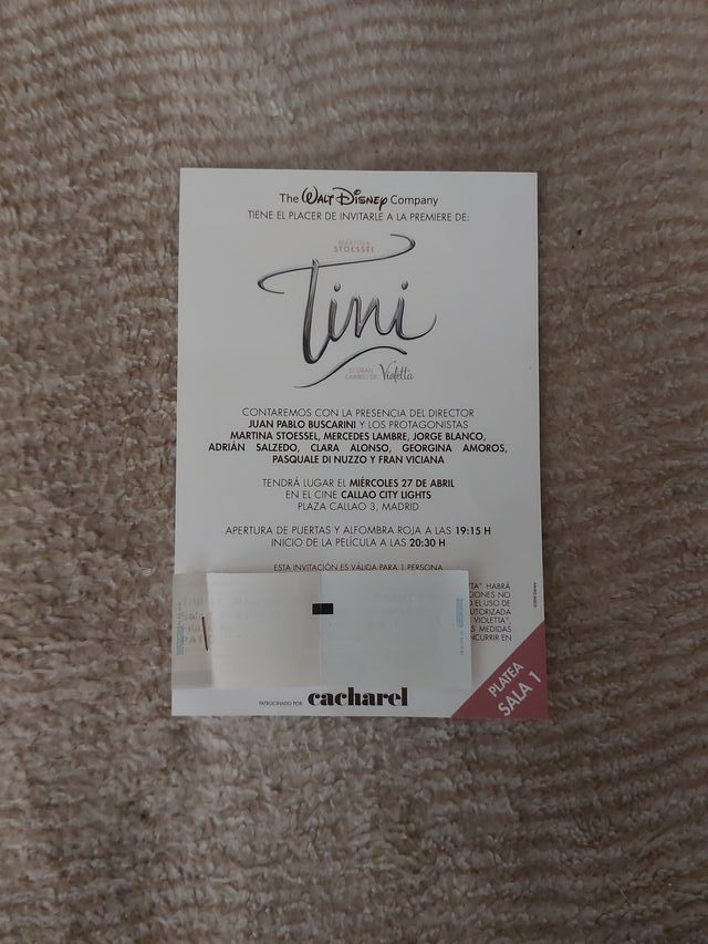 Invitación Premiere Tini El Gran Cambio de Violeta