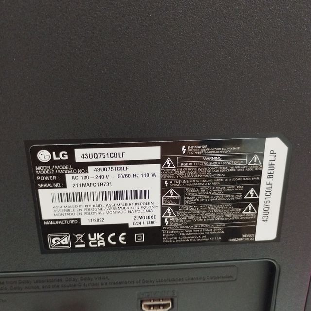 Televisor LED SMART lg 43uq751c0lf