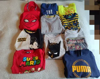 Lote 10 sudaderas niño Spiderman, Mario, Puma
