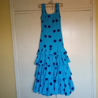 Traje Flamenca Azul Lunares