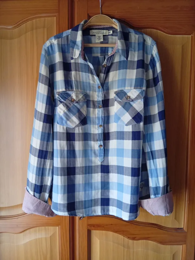 Camisa H&M cuadros azul y blanco Talla M