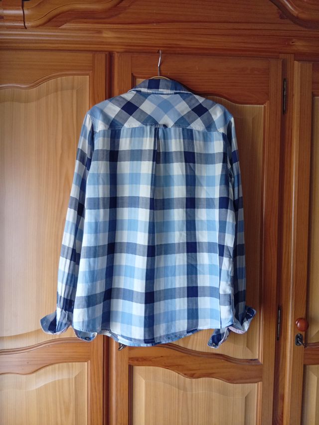 Camisa H&M cuadros azul y blanco Talla M