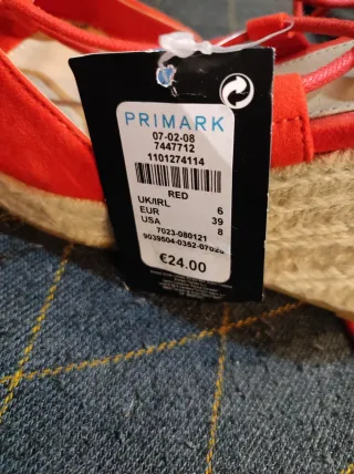 Sandalias cuña esparto rojas Primark Talla 38