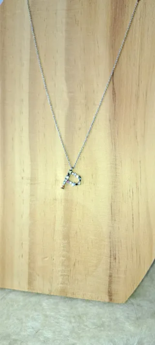 Collar Plata Letra P Circonitas Nuevo