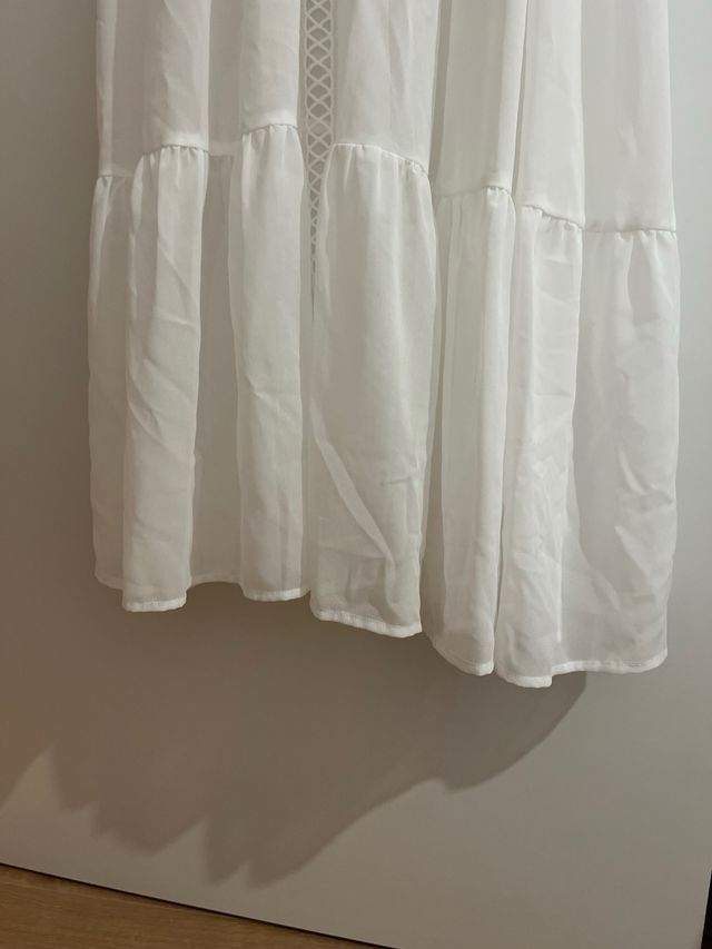 Vestido blanco boho largo (novia, evento) S 36