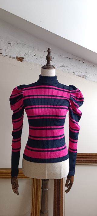 Jersey a rayas azul marino y fucsia