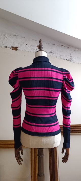 Jersey a rayas azul marino y fucsia