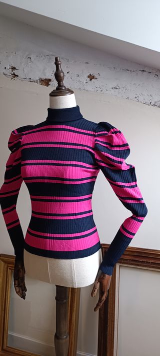 Jersey a rayas azul marino y fucsia