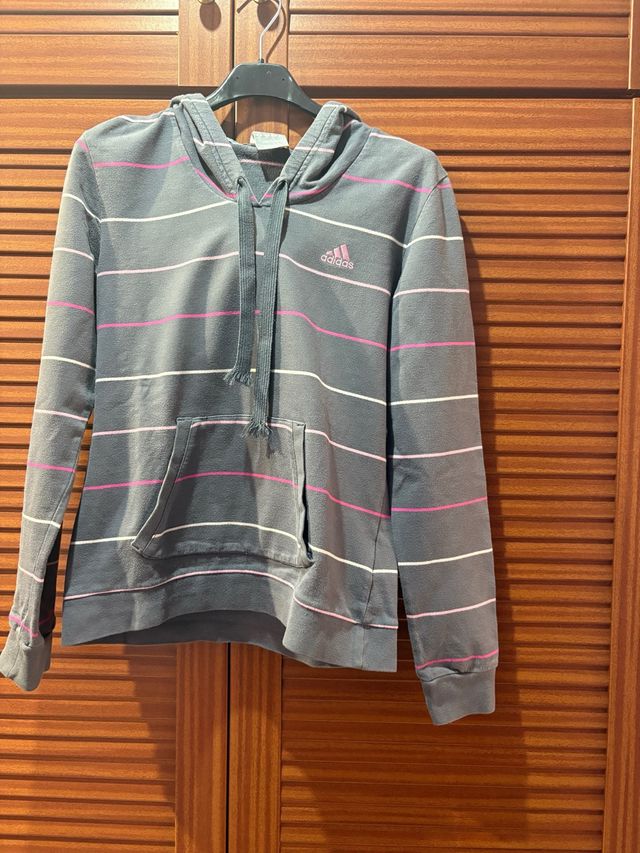 Sudadera Adidas niña gris y rosa