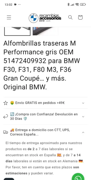 Alfombrillas BMW M Performance