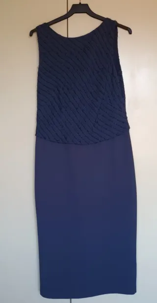 Traje largo fiesta señora azul grisáceo 