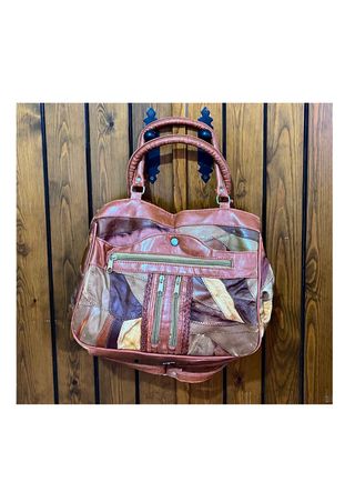 Bolso grande de piel patchwork vintage