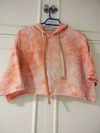Sudadera Bershka Tie Dye Naranja Rosa