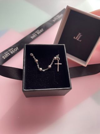 Pulsera plata tipo rosario, joyería Jose Luis