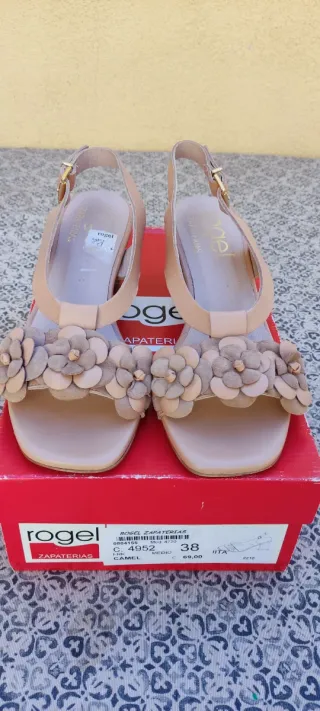 Zapatos Rogel piel fiesta beige talla 38