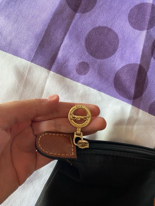 Bolso Longchamp L Negro Marrón Plegable