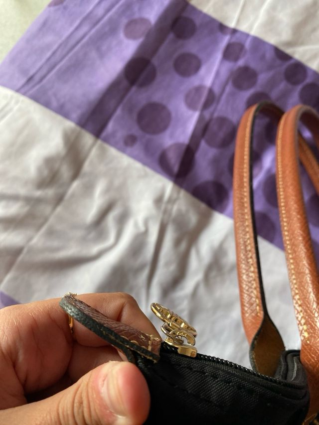 Bolso Longchamp L Negro Marrón Plegable