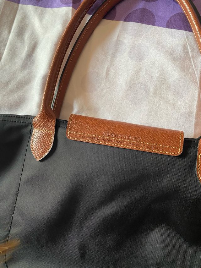 Bolso Longchamp L Negro Marrón Plegable