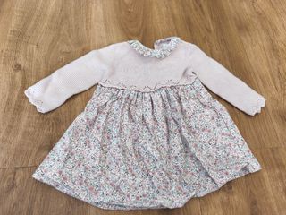 Vestido rosa flores 6-9 meses