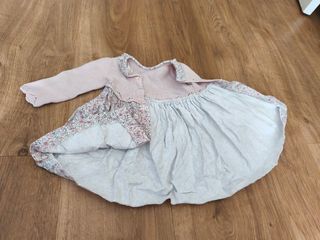 Vestido rosa flores 6-9 meses