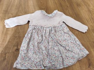 Vestido rosa flores 6-9 meses