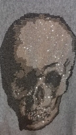 Jersey gris calavera lentejuelas talla única
