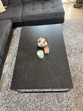 Sofá modular gris/negro +puf+alfombra IKEA + mesa