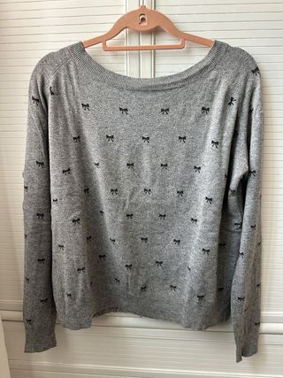 Jersey mujer gris con lazos Talla L