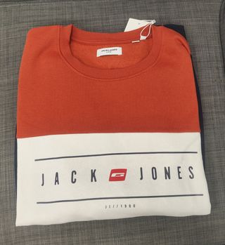 Sudadera Jack & Jones Naranja y Blanca
