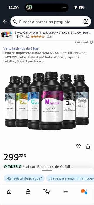 Tintas UV para impresora