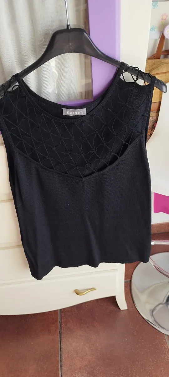 Blusa negra KATMAI de punto fino
