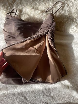 Top Zara donna drappeggiato marrone