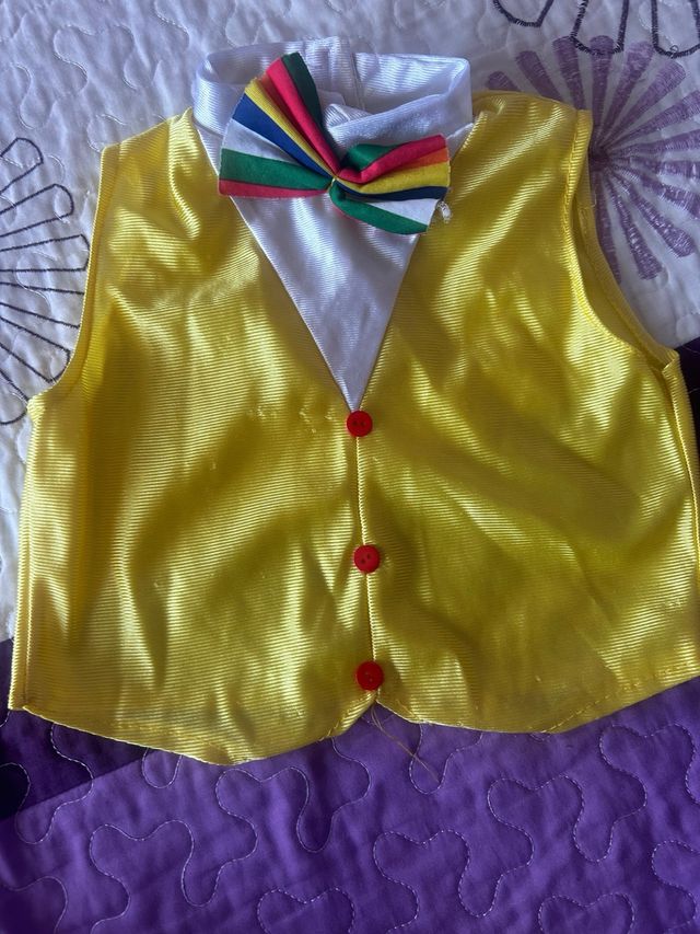 Disfraz payaso chaleco amarillo pajarita