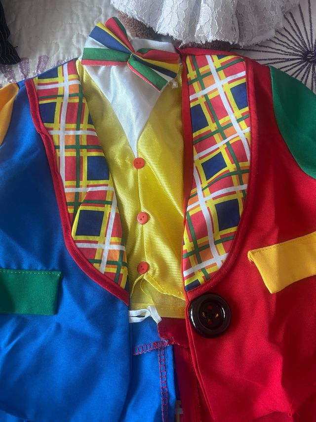 Disfraz payaso chaleco amarillo pajarita