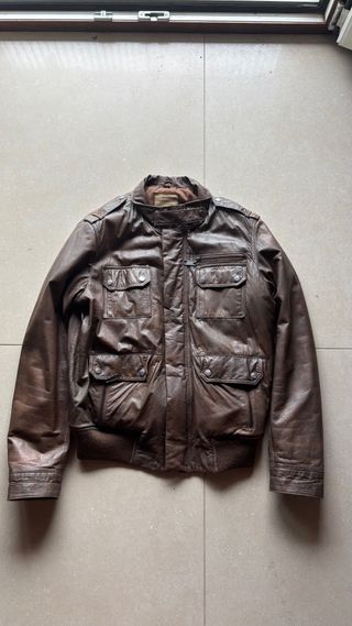 Giacca bomber in pelle Combipel marrone