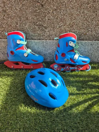Patines y Casco Infantil Azul