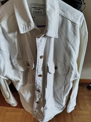 Chaqueta vaquera Pull&Bear blanca Talla S