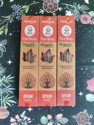 Pack 3 Inciensos Opium Ambica Pure Herbs Organic