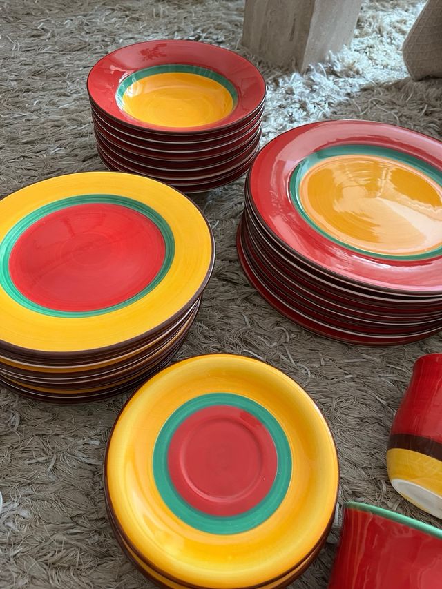 Vajilla de loza colorida 8 comensales