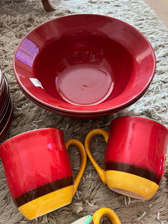 Vajilla de loza colorida 8 comensales