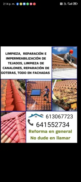 Limpiezas reformación tejados limpieza de canalon