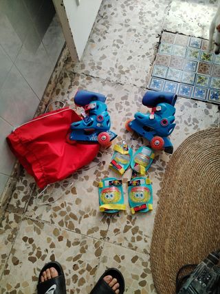 Patines en línea y protecciones Spongebob