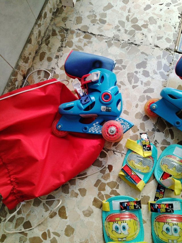 Patines en línea y protecciones Spongebob